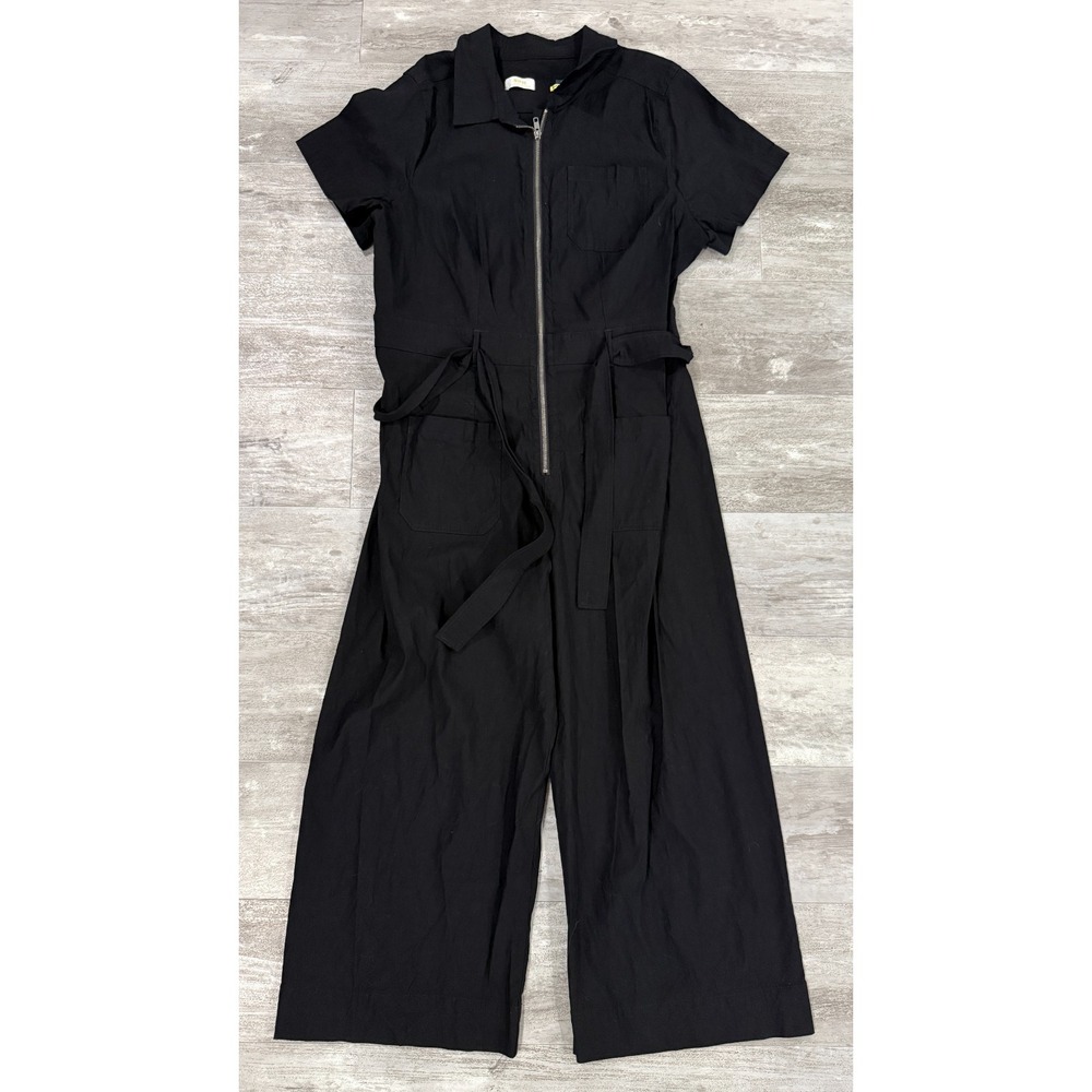 Maeve Anthropologie The Colette Wrap Denim Jumpsuit Womens size 20 Black